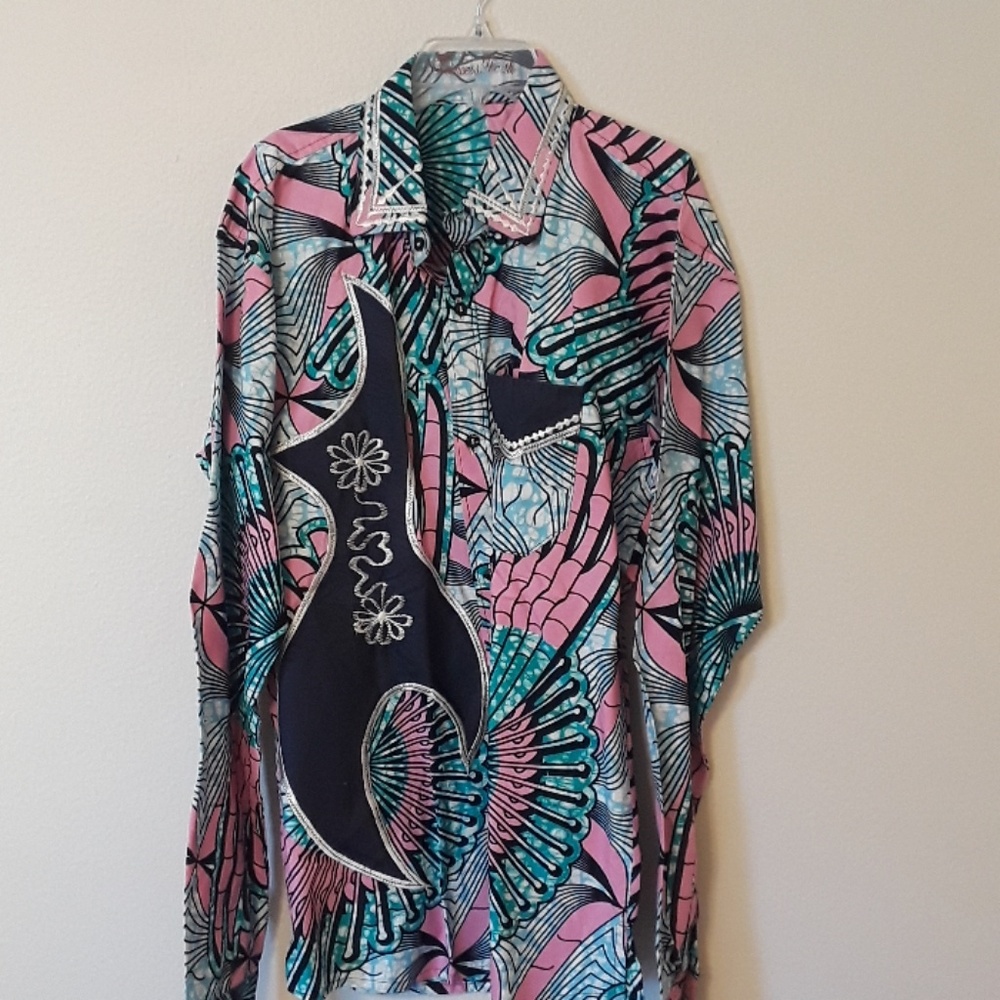 Ankara man shirt with broderie